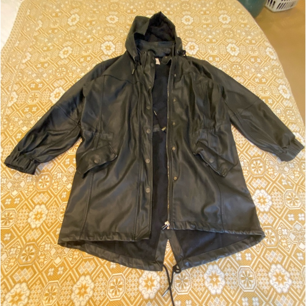 Free People Vegan Leather long coat. Sz M
